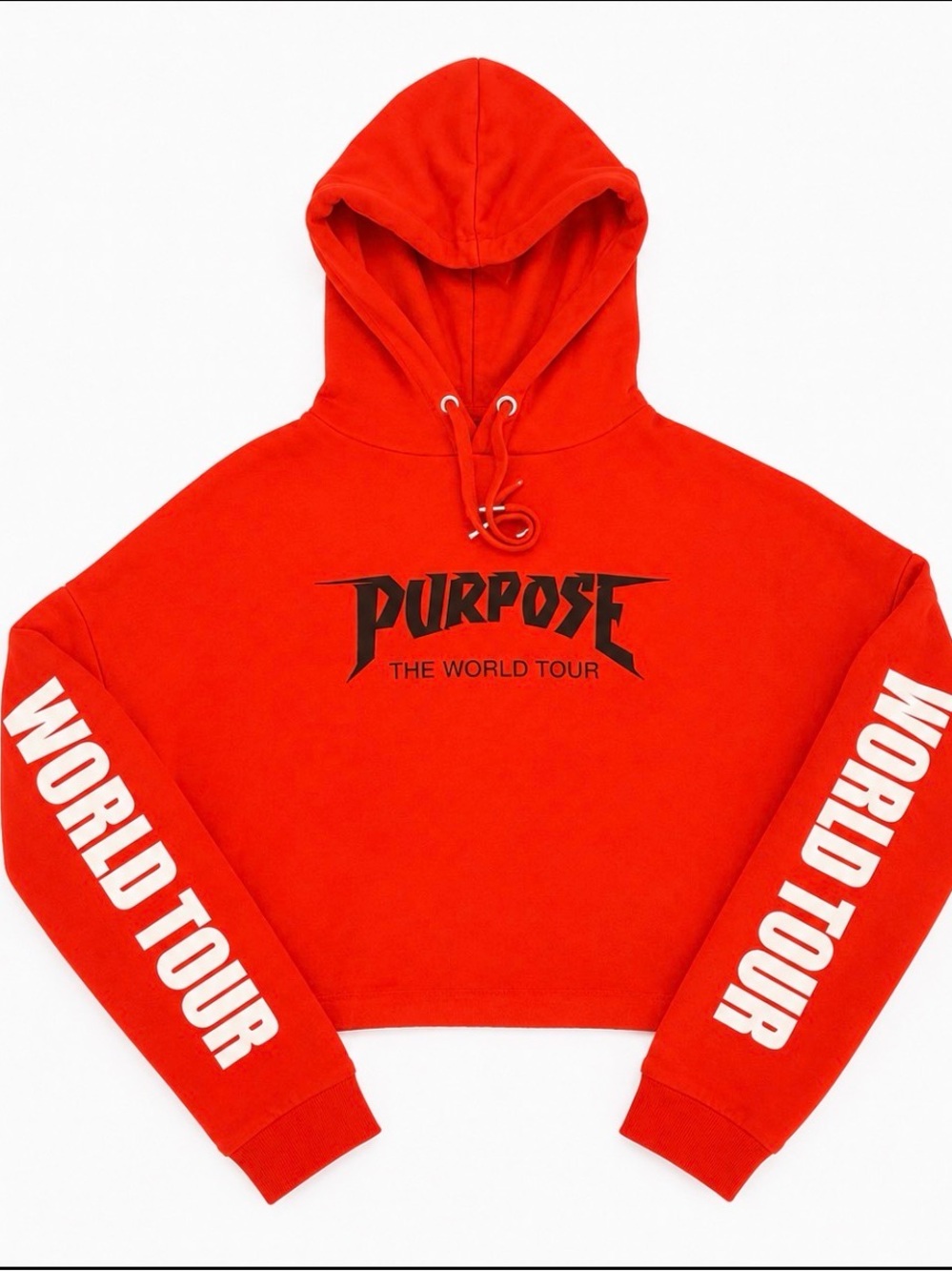 NEW JUSTIN BIEBER size LARGE Purpose World Tour Cropped Hoodie Women’s NWOT